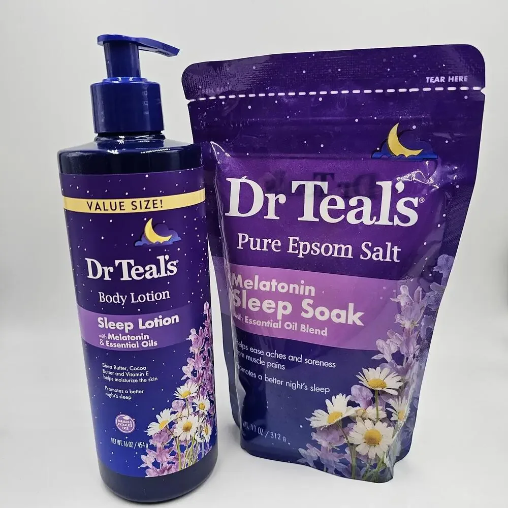 Dr Teal's Bundle Melatonin Sleep Soak w/ Essential Oils Epsom Salt & Body Lotion